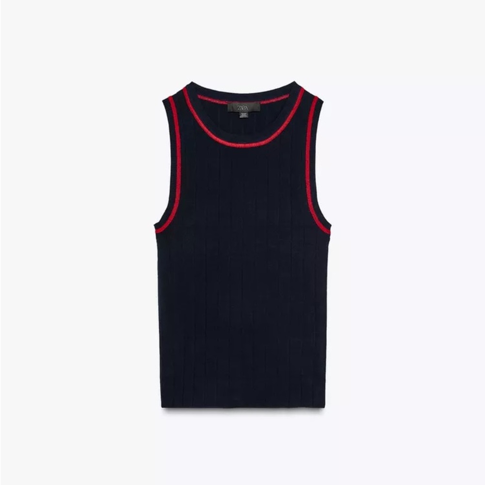 ZARA CONTRAST STITCH SLEEVELESS TOP